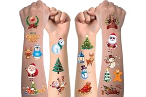 HXLEUCRY Tatuaże bożonarodzeniowe dla dzieci, 20 arkuszy tymczasowych tatuaży dla chłopców i dziewczynek, wypełniacze, na imprezę, upominek, urodziny dziecka, torebki na prezenty, do zabawy, na festiwal,