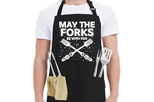 LSUO BAOFU Delantal de cocina ajustable, delantales divertidos para hombres con 2 bolsillos - cumpleaños Regalo del Día del Padre para Dad Kitchen Boss Grilling BBQ Delantal