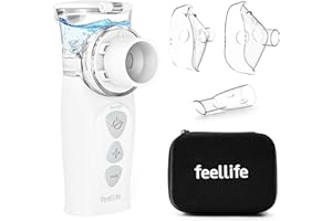 ‎FEELLIFE FEELLIFE Inhalationsgerät Tragbar, Leise Inhaliergeräte für Erwachsene Kinder, Aufladbarer Baby Inhalator, 3µm Partikelgröße Einstellbarer Sprühnebel Vernebler Inhaliergerät