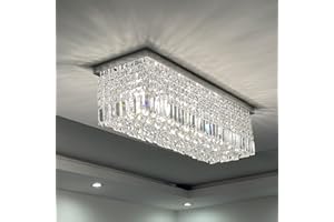 ‎A1A9 A1A9 Moderne K9 Kristallleuchter Leuchten, Rechteck Tröpfchen Elegante Deckenleuchte, Chrom Unterputz Led Pendelleuchte für Wohnzimmer, Esszimmer, Treppe, Wohnzimmer, Bar, Club