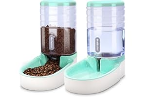 MEIJEEGU Automatischer Futterspender 3.8L,Wasserspender 3.8L Feeder Futterautomat Trockenfutter Spender Futterstation für Hunde Katze Haustiere (Grün)