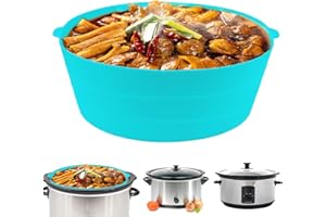 LUTER Pieghevole Fodera per Pentola a Cottura Lenta Compatibile con Crockpot 7-8 Qt, Riutilizzabile Silicone Slow Cooker Liner per Crockpot Pentole Ovali o Rotonde, Lavabile in Lavastoviglie (Blu)