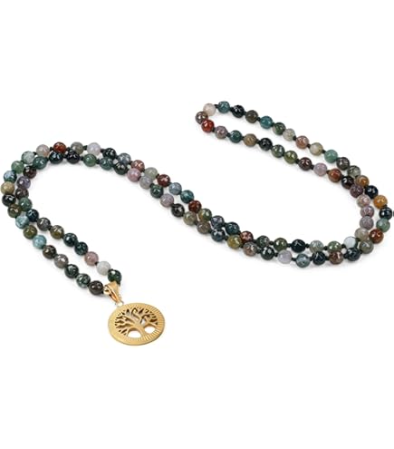 Collana In Agata Tibetana Dzi Con Pendente Nove Occhi - Gioiello Curativo