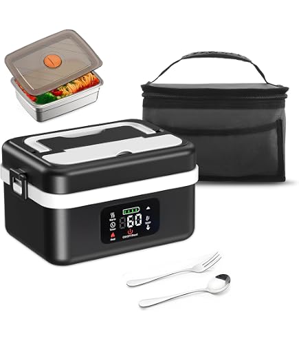 Hot Bento - Lunchbox Chauffante Rechargeable Portable 700ml - Boîte Alimentaire Chauffe-Repas Noir