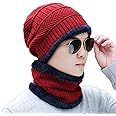 Brand Conquer Wool Beanie Cap & Muffler for Mens & Women – Winter Cap for Men – Men’s Woolen Cap with Neck Muffler – Winter Muffler for Women – Soft Woolen Muffler & Cap for Men & Women Black