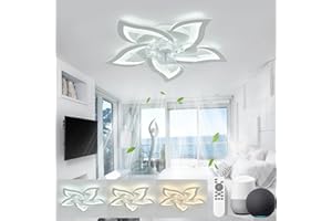 KeLuKes Ventilateur Plafond avec Lumiere Silencieux, Plafonnier Led Ventilateur Compatible avec Alexa et Google Assistant, Minuterie Dimmable Reversible Lampe Ventilateur pour Chambre Salon, Blanc