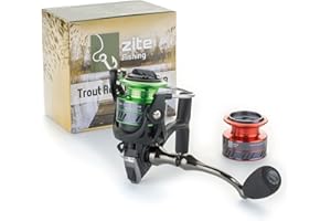 ‎ZITE Zite Fishing Ultra Light Angelrolle 1000 3+1BB | Spinnrolle Forellen Spoons Gummiköder Angeln | 2 Aluminium-Spule