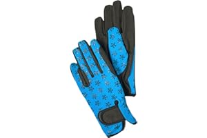 EQUESTIFIED Youth Equestrian Gloves with STAR Design for Girls & Boys Children Gloves All Weather Outdoor Sports Gloves Horse Riding
