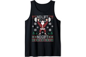 BCC SANTA'S CHRISTMAS SHIRTS & JOLLY GIFTS No Lift No Gift Ugly Christmas Sweater Gym Coach Santa Claus Canotta