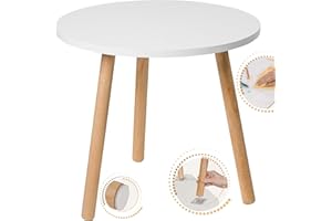 ‎PLAYPALS FURNITURE PlayPals Furniture Kindertisch aus Holz, Runder Tisch 50 cm, Kinderzimmertisch - natürliche Kindersitzmöbel, Kleiner Tisch, Children's Table