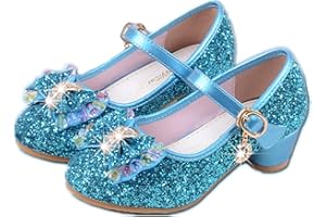 YOGLY Babies Fille Chaussure à Talon Enfant Ballerine Princesse avec Paillettes Noeud Papillon Chausson Maryjane Princesse Chaussures à Talons Hauts Enfants Party Pompes