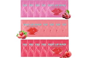 ARCHIDATE Fruchtlippenmaske Lip Sleeping Mask - 15 Stück Lip Mask mit Kirsche-Erdbeere-Granatapfel - Lippenpflege Feuchtigkeit Lippenmaske - Lip Mask Pad Set - Verblassende Lippenlinien Lippenpeeling