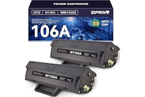 ZIPRINT Toner 106A compatibile W1106A per Toner hp laser mfp 137fnw MFP 107w 107a 107r HP Laser MFP 135W 135a 135r (2 nero)