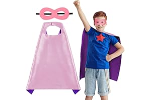 AUYAO Superheld Cape Costume kostium dziecięcy 2/3 szt., krótka, dwustronna peleryna z maską, kostium na Halloween, kostium dla dziewczynki, chłopca, kostium karnawałowy, kostium superbohatera dla