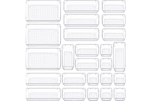 BESTYKS [25 unidades] Sistema de organización de cajones con 4 tamaños, organizador de maquillaje, organizador de cajones, plástico transparente, organizador de tocador, utilizable para maquillaje, cocina,