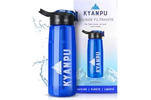 Kyanpu - Gourde Filtrante Eau Non Potable 650ml | Filtre Eau au Charbon Actif | Purificateur d'Eau | Randonnée Camping Kit de Survie Complet Voyage | Gourde Paille Survie