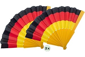 KARNEVAL-KLAMOTTEN Fußball Klamotten Fächer Deutschland Deutsch Fan-Artikel Fußball 2 Stück schwarz rot Gold EM WM Herren Fußball