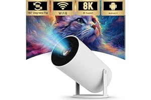 WEKYMES Mini Proyector Portátil Auto Keystone con Android 11,Proyector 4k con WiFi 2.4G/5G, BT 5.4, Pantalla de 130 Pulgadas, Giratorio 180°,Proyector Móvil Cine en Casa para HDMI/USB