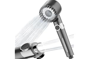 BENTRIP High Pressure Hard Water Filter Shower Head with 15-Stage Filter and 3 Extra Filter Cartridges, 3+1 Spray Modes, with PVC Hose, Handheld Massage Shower Head for Chlorine Removal-Dark Gray