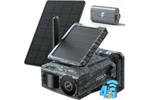 Xega Cámara Solar 4G con Tarjeta SIM 2 Paneles Solares, Fototrampeo Caza Exterior Inalámbrica, Detección de Movimiento, Visión Nocturna Sin Luz, Rotación 220°, Alertas En App (WiFi No Compatible)