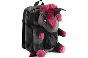corimori Plecak szkolny 1857 Ruby The Punk Unicorn dla dziewcząt/kobiet, czarna pluszowa torba