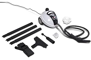 FEIDER FHNVT1300 Dampfreiniger 1300W mit Accessoires - Bodenbürste, Mikrofasertuch, Rundbürste, Verlängerungsrohre, Trichter - Wassertank 0.7L - Durchflussregler