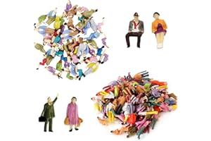 VICDUEKG 60 Stück Mini Modelleisenbahn Figuren Bemalte Sitzende und Stehende Personen Verschiedene Posen Miniaturleute Spur H0 Figuren 1:87