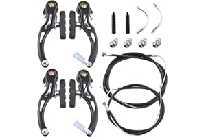 Keadic K1353 18Pcs Bike Brakes Set Includes Bicycle V-Brake Calipers, Front & Rear Braking Line Cables and Cable End Caps Replacement for MTB Mountain Road Bikes Cycling