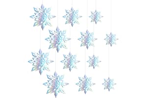 JIAMAOHUA 12 Pcs Christmas Snowflake Hanging Swirls Decoration Christmas Ceiling Decorations,Laser 3D Snowflake Ceiling Swirls Hanging Ornaments for ChristmasTree Xmas New Year Party CeilingWall Decor