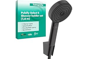 hansgrohe Duschset Pulsify Select S, Duschkopf mit Schlauch und Halterung, Handbrause mit 3 Strahlarten Relaxation, Mattschwarz