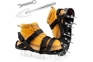 Seruno X Scarpe Chiodate per Prato – Aeratore Manuale con 26 Punte in Acciaio per Arieggiatore Giardino, Cinghie Regolabili 900D – Arieggiatore Prato Efficace per Tutte Le Taglie,Nero
