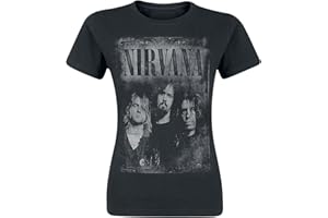 Nirvana Faded Faces Frauen T-Shirt schwarz Band-Merch, Bands
