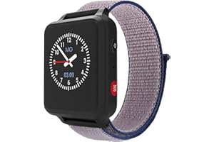 Vancle für Anio 5 Armband,Nylon 20mm Kinder Klettverschluss Verstellbare Ersatz Uhrenarmband für Anio 5 Mädchen Jungen(Lila blau)