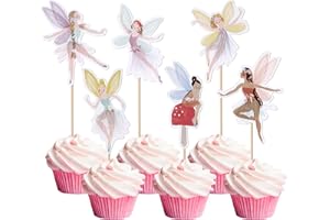 Xsstarmi 36 Pack Fairy Cupcake Toppers Flower Fairy Cupcake Picks for Baby Shower Kids Girls Birthday Wedding Party Cake Decorations Supplies
