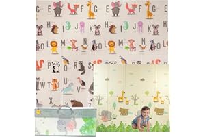IBERIMARCAS Tappeto da gioco bambini 150×180×1 cm pieghevole reversibile atossico impermeabile antiscivolo palestra neonato tummy time bambini arco giochi neonato 0-3/3-6/6-9 mesi sviluppo sensoriale