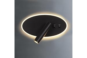 AIRTWESD Applique da comodino orientabile LED Lampada da Parete camera da letto Faretto da camera da letto luce per la lettura (3W + 9W 3000k)