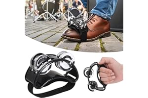 Norhogo Foot Tambourine Percussion Musical Instrument, Foot Tambourine with Stainless Steel Jingles Guitar Players, Musicians, Singers, Music Class, Bands and more, Black