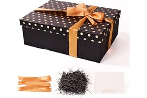 ZJHIOME Large Gifts Boxes with Magnetic Lids,Luxury Gift Box for Men Women Birthday Wedding Anniversary,Contains Card,Ribbon,Filler (Black)