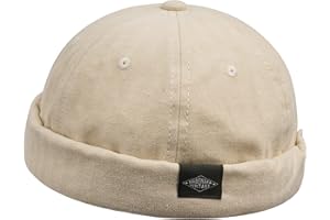 Clakllie Cotton Docker Cap Seemannsmütze Hafenmütze Original Dockermütze Herren Sommer Brimless Hat Kopfbedeckung Seemannskappe Ohne Schirm Rolled Cuff Harbour Hat Unisex