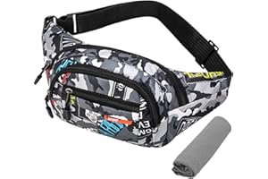 OHSN Waist Bag Camo Grande Capacité Sac Banane 1pcs Sport Sacs Bananes De Randonnée Vintage Tendance Imperméable Tissu Nylon avec Fermeture Éclair pour Le Vélo Les Vacances Randonnée Téléphone Bandoulière