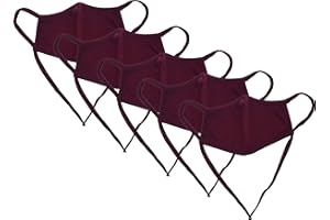 ‎KUNSTIFY KUNSTIFY 5 Stück Stoffmaske mit verstellbaren Ohrschlaufen Neckstrap Umhängemaske Mundschutz Maske aus Baumwolle Stoffmaske Kinder und Erwachsene Bordeaux