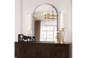 antok Spiegel Schwarz 51x76cm Dekorative Wandspiegel Bogen Halbkreisförmig Spiegel, Schwarz Wandspiegel Badspiegel mit Aluminiumrahmen für Badezimmer Flur Wohnzimmer, Schlafzimmer