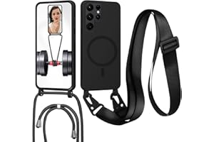 FERLAN Handykette mit Band für Samsung Galaxy S25 Ultra Hülle, Lanyard (abnehmbar) Handyhülle Case mit justierbarer Schnur Abnehmbar Strap, Crossbody Schutzhülle zum Umhängen Kordel, Schwarz