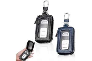 HOMURY 2 sztuki etui na kluczyki do samochodu: vintage skórzane etui na klucze z zamkiem błyskawicznym i karabińczykiem, pokrowiec ochronny na klucze, uniwersalna przenośna torba na klucze (czarny,