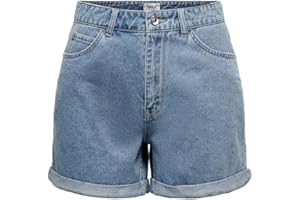 ONLY Mujer Shorts Cintura Alta Diseño de 5 Bolsillos Cierre de Botones Cremallera Bermudas Cortas