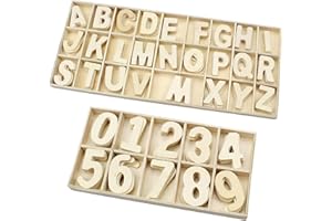 quiodok Wooden Letters and Numbers with Storage Tray 60 Pcs Wooden Numbers and 130 Pcs Wooden Capital Letters Smooth Wooden Alphabet Craft