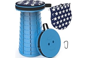 LOCYOP Sgabello Pieghevole Portatile Con Cuscino, Sgabello Da Campeggio Sgabello Telescopico Regolabile Con Borsa Da Trasporto Per Escursionismo Carico Massimo 200 Kg (blu)