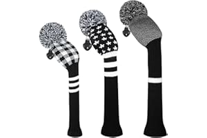Scott Edward Knit Golf Head Covers for Woods Set of 3 Fits Well Driver(460cc) Fairway Wood and Hybrid(UT) The Perfect Change for Golf Bag