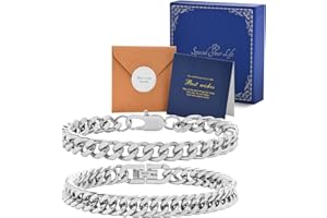 VNOX Mens Bracelets 2 Pcs Bracelets for Men Stainless Steel Bracelet Cuban Link Chain Bracelet,Gifts for Him Dad Boyfriends