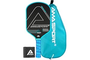 PICKLETECH AMA Sport - Raquette de Pickleball Proton P016- Texturée - Noyau Nid d'abeille - Manche Allongé - Anti-Vibrations - Puissance & Contrôle - 41,5 x 18,5 cm - Épais: 16 mm - 229 g - USAPA